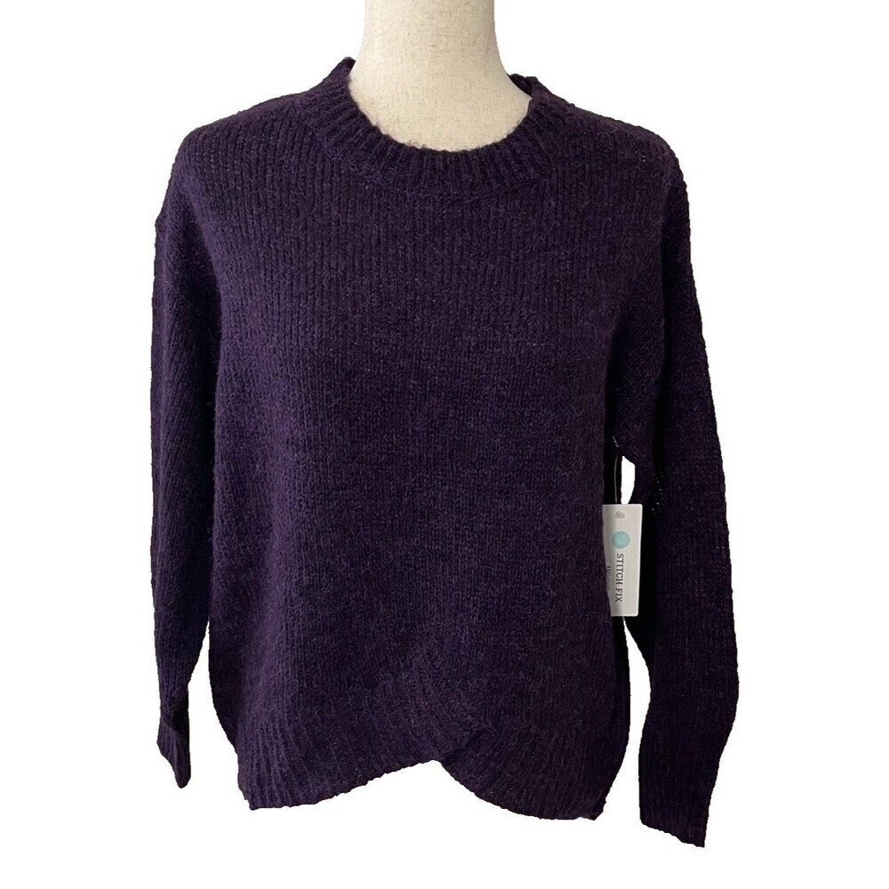 Stitchfix RD Style Womens Small Plum Purple Sweater Tulip Hem Crew Neck NWOT